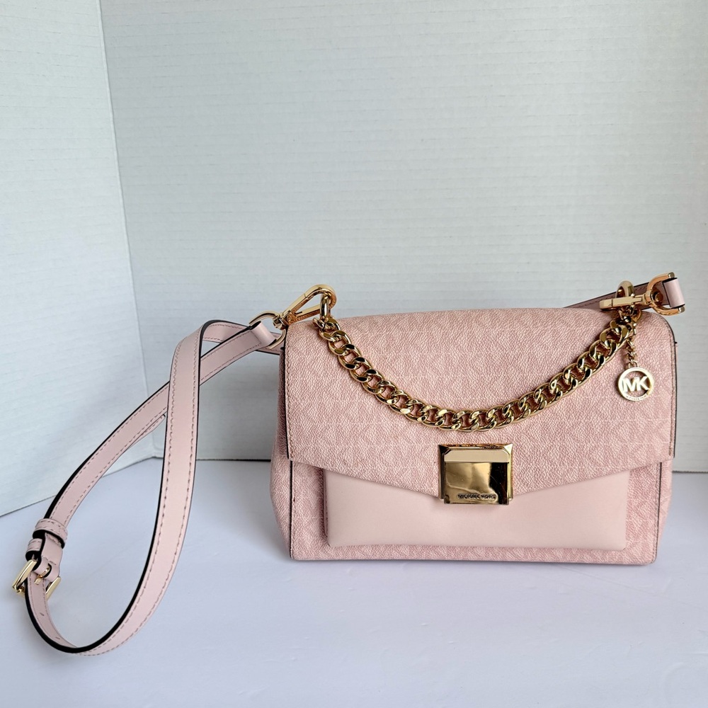 Michael Kors Lita Medium Two-Tone Logo Crossbody Bag – Light Pink